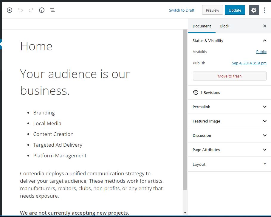 The Layout metabox is styled slightly differently than the other dropdowns in the sidebar.